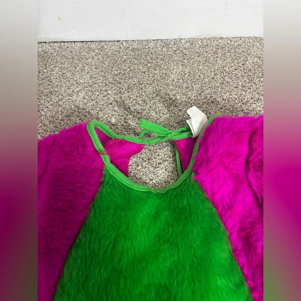 Vintage Kids Toddler 2-4 1990s Barney Costume Faux Fur Jumpsuit Only